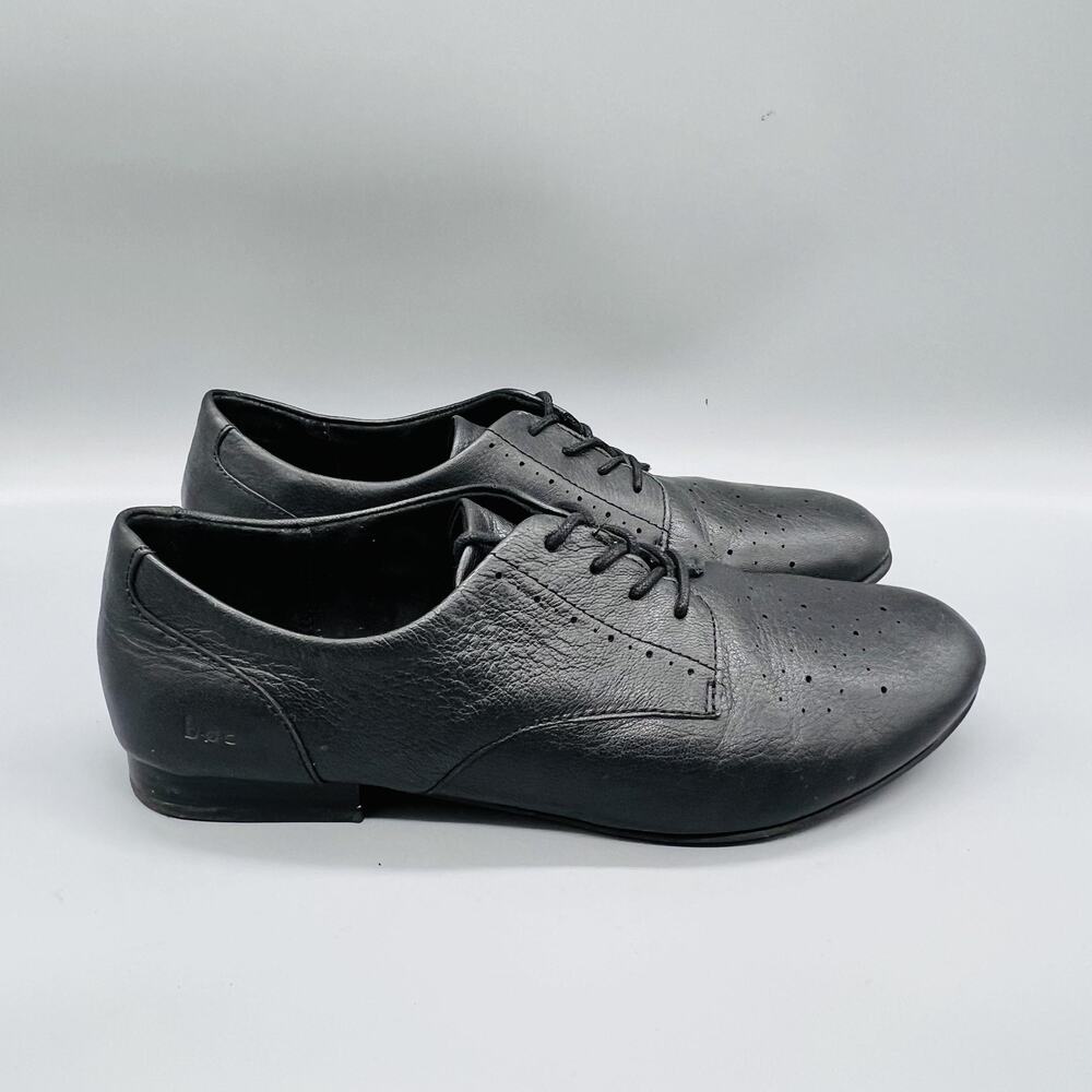 B.ø.c Shoes Womens 11 Black Leather Oxford Lace Up Flats Work Comfort Casual